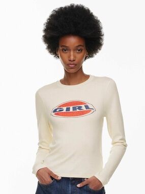 RE/DONE '90s Baby Longsleeve Girl Sparkle Shirt Size Small BNWT